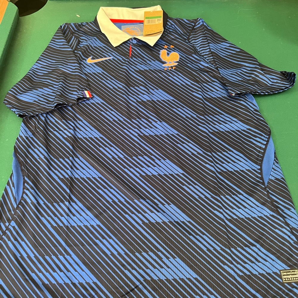 Nike Blue & Black Men's Soccer Polo with Orange Accents